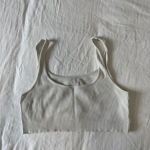 White Ribbed Crop Top